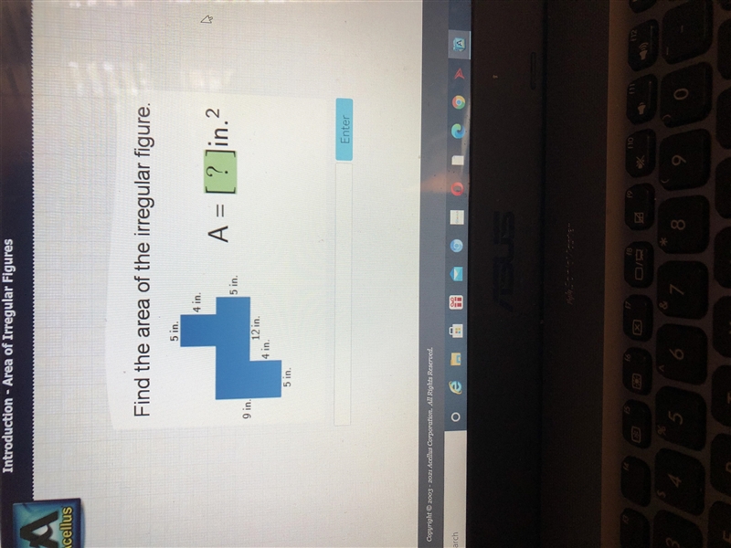 Find the area of the irregular figure.-example-1