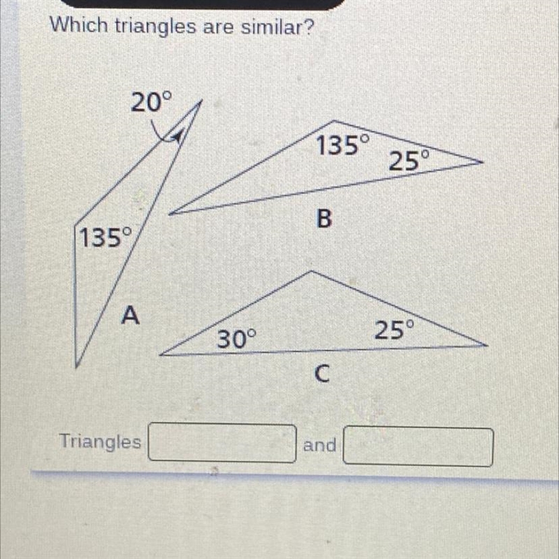 Help please !Which triangles are similar? (pls don’t answer if you don’t have the-example-1