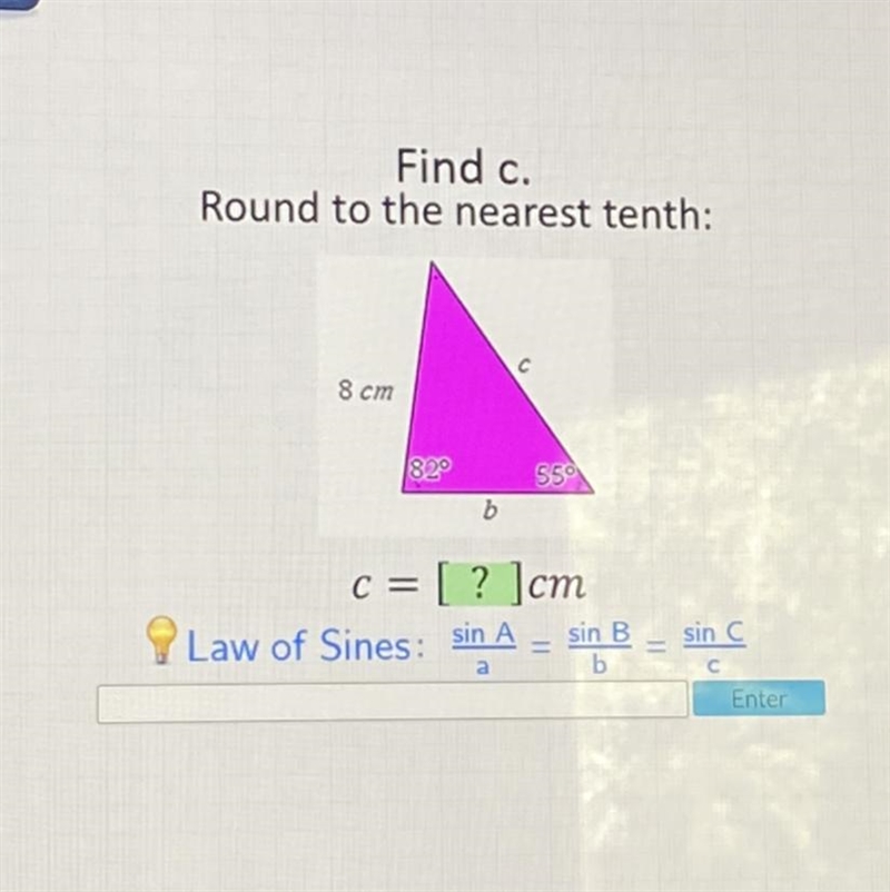 Find c. Round to the nearest tenth: с 8 cm 829 550 b-example-1