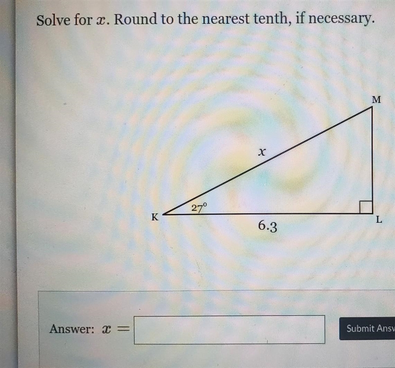 Solve for x. Round to the nearest tenth, if necessary.​-example-1