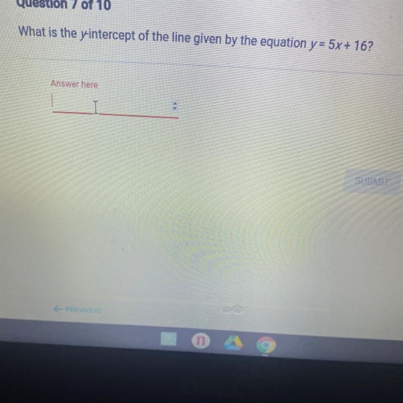 What is the y'intercept of the line given by the equation y = 5x + 16? !!!!-example-1