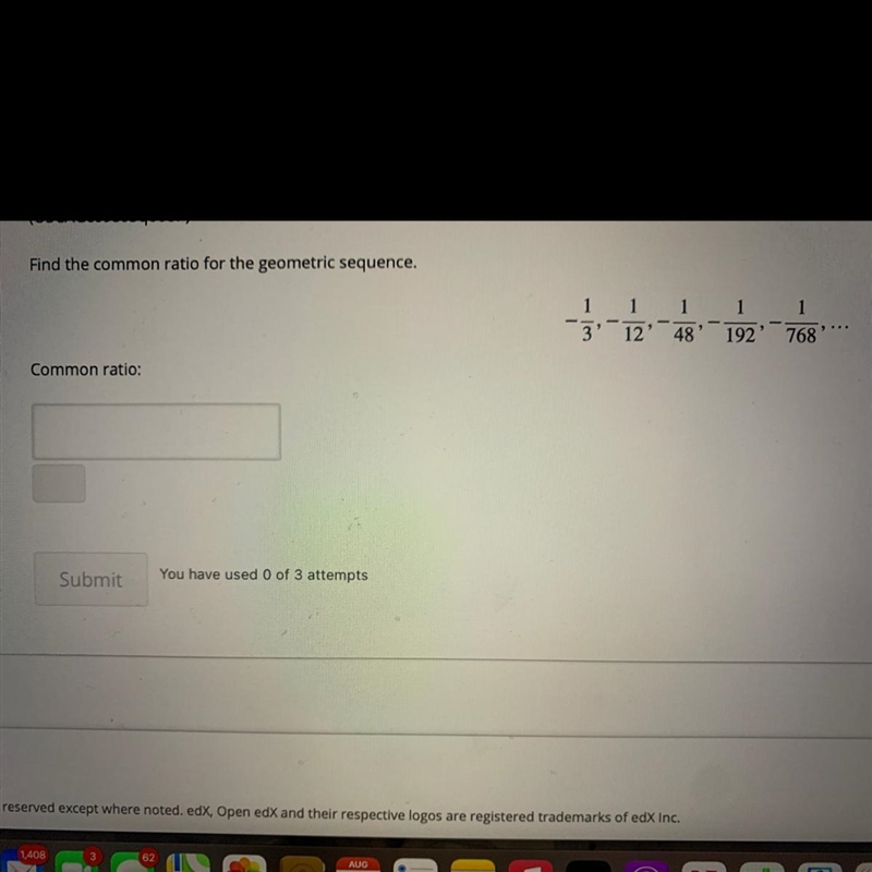 Find the common ratio for the geometric sequence-example-1