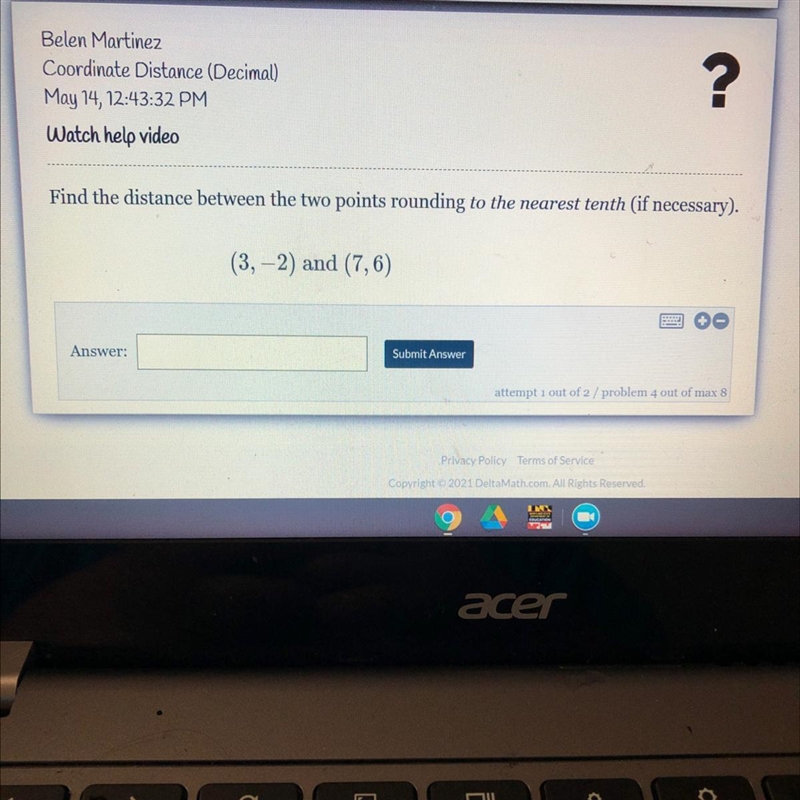 ⚠️10 points⚠️ ⚠️no links ir i will report ⚠️ Find the distance between the two points-example-1