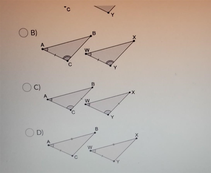 Which of the following pairs of triangles can be proven by ASA?​-example-1