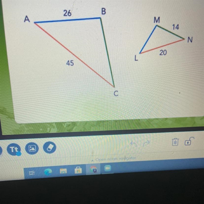 Find the scale factor of the small triangle to the large triangle.-example-1