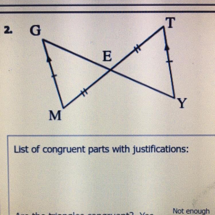 Is this triangle congruent?-example-1