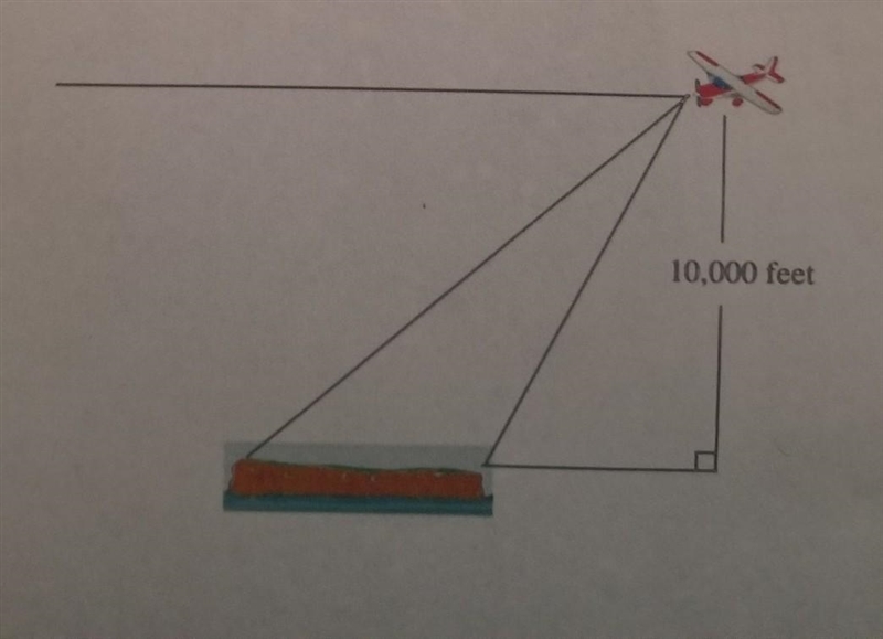 4. A plane at an altitude of 10,000 feet is approaching an island. At a given moment-example-1