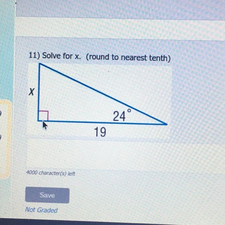 11) Solve for X. (round to nearest tenth)-example-1