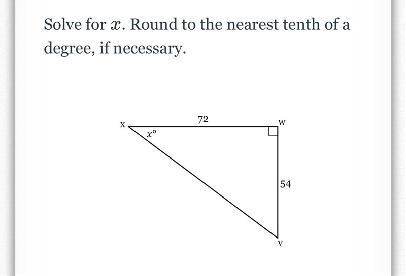 Solve for x. Round to the nearest tenth of a degree, if necessary.-example-1