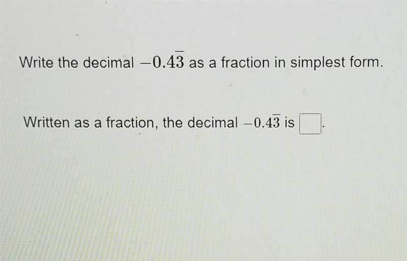 Write the decimal -0.43-- as a fraction in simplest form​-example-1