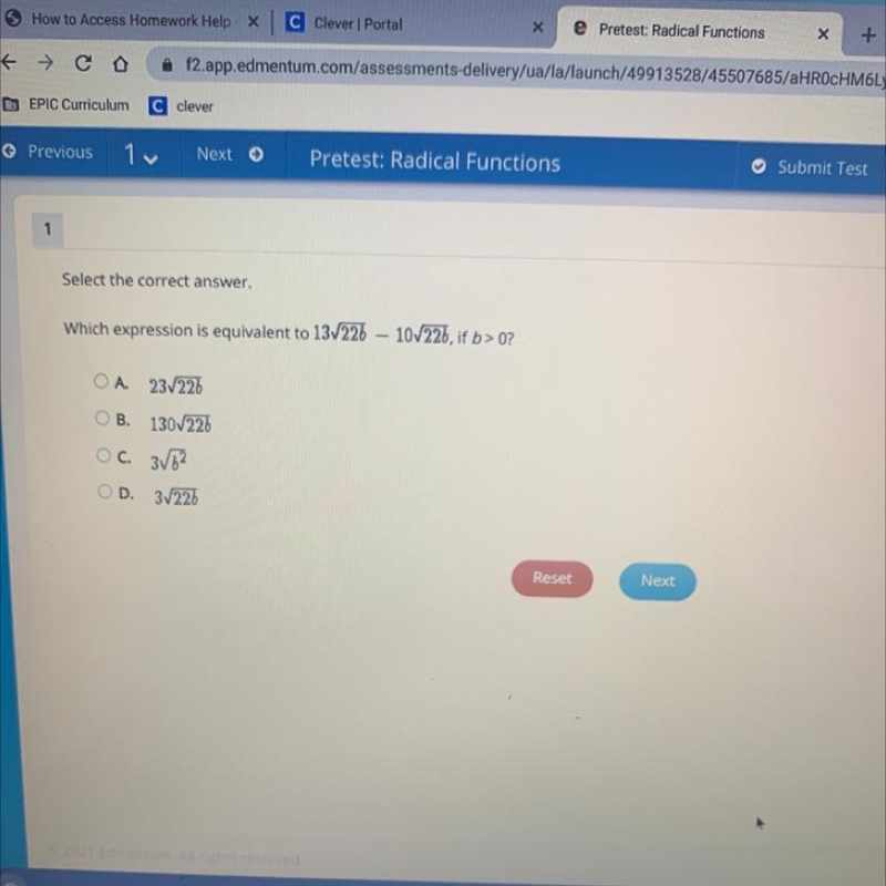 Select the correct answer. Which expression is equivalent to 13/226 - 10/226, if b-example-1