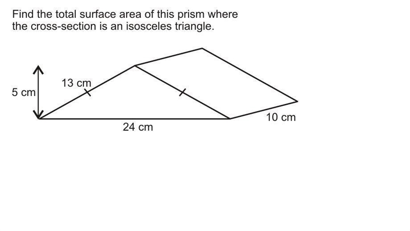 Find the total surface area of this prism where the cross-section is an isosceles-example-1