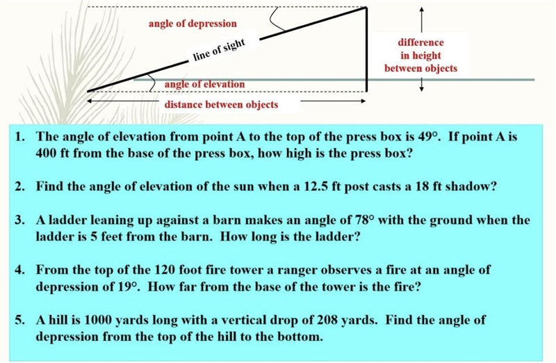 the angle of elevation from point A to the top of the press box is 49 digree. if point-example-1