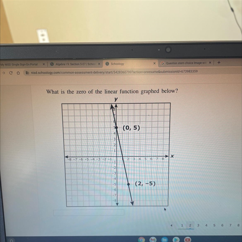 HELP What is the zero of the linear function graphed below?-example-1