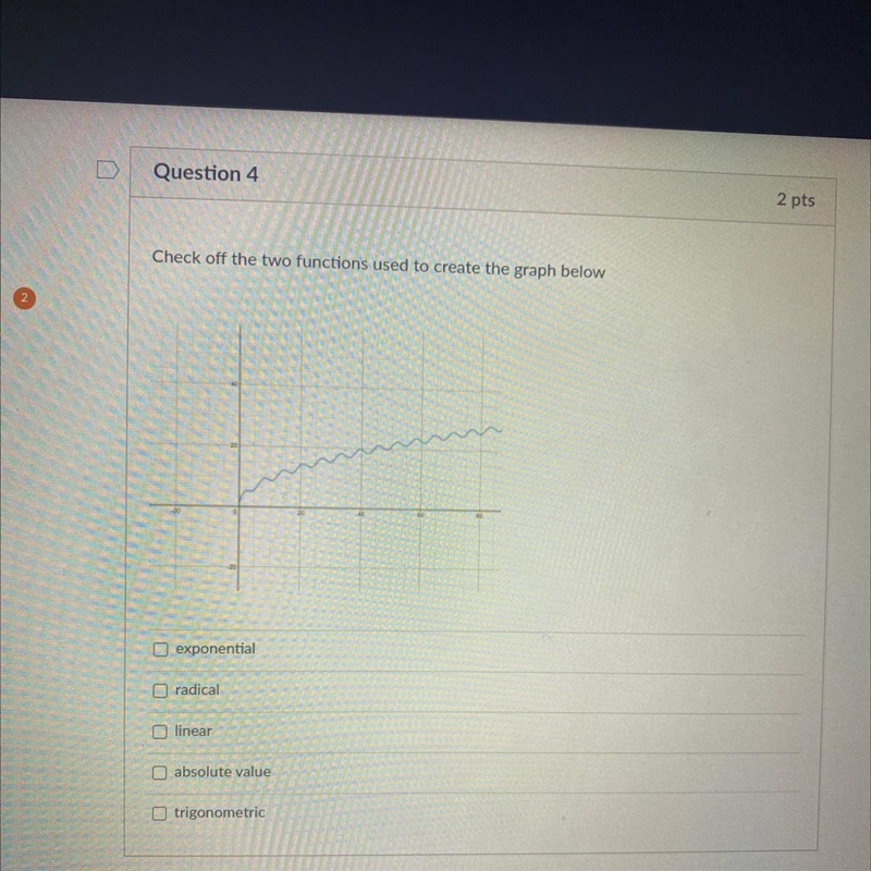 HELP PLEASE I NEED TO CHECK OFF THE TWO FUNCTIONS USED TO CREATE THE GRAPH BELOW-example-1