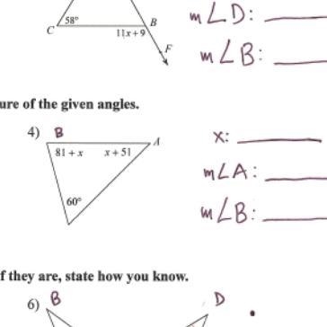 Find the measure of the given angles. Show work!!-example-1