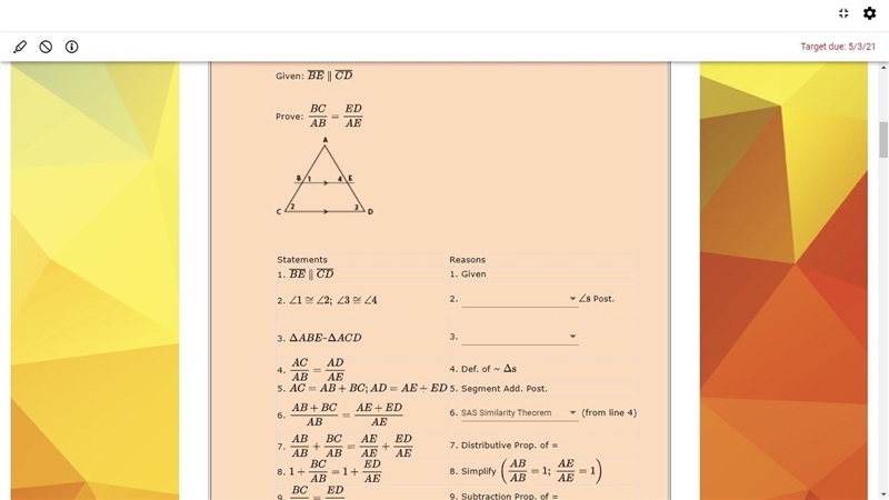 Please answer 2,3, and 6 Possible answers: SAS similarity theorem Alternate interior-example-1