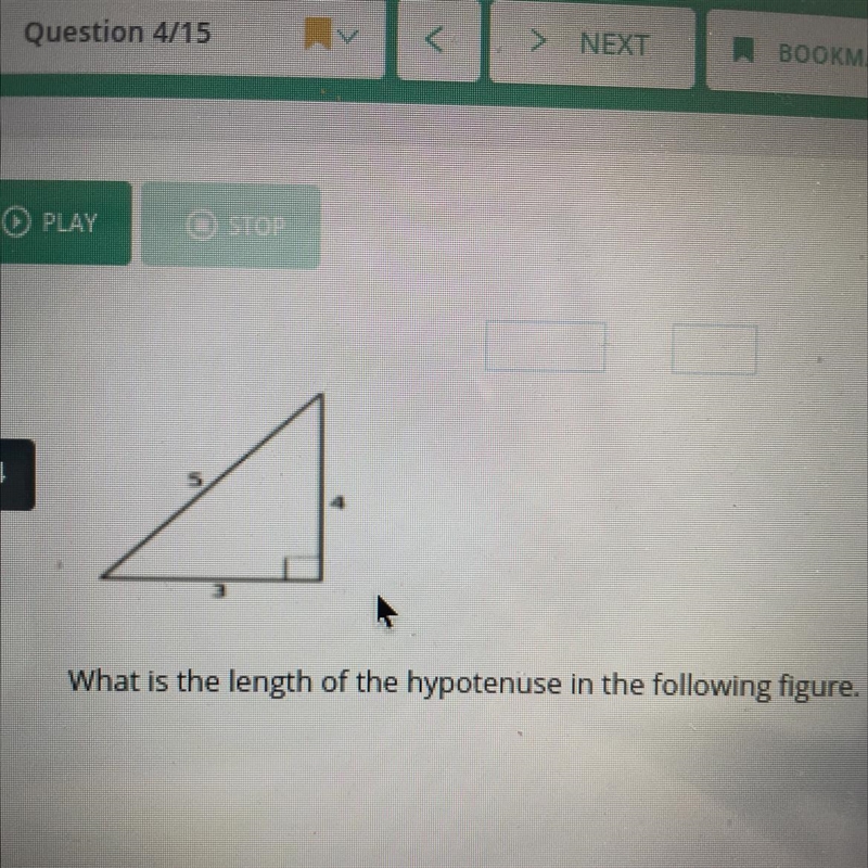 What is the length of the hypotenuse in the following figure.-example-1