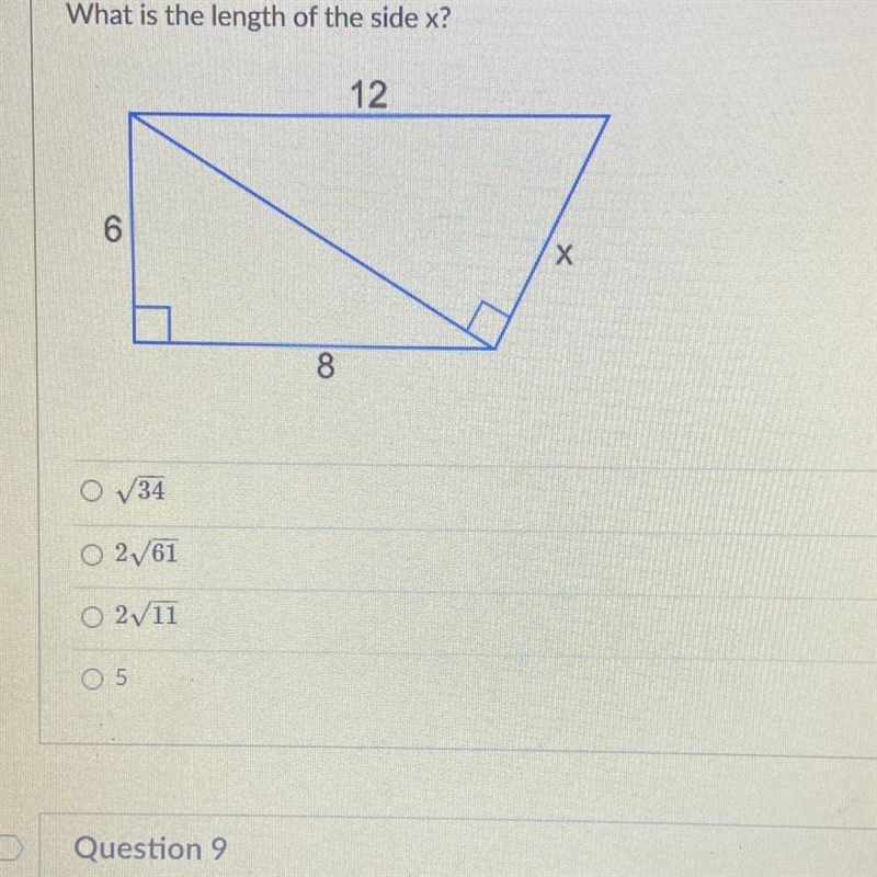 What is the length of the side x?-example-1