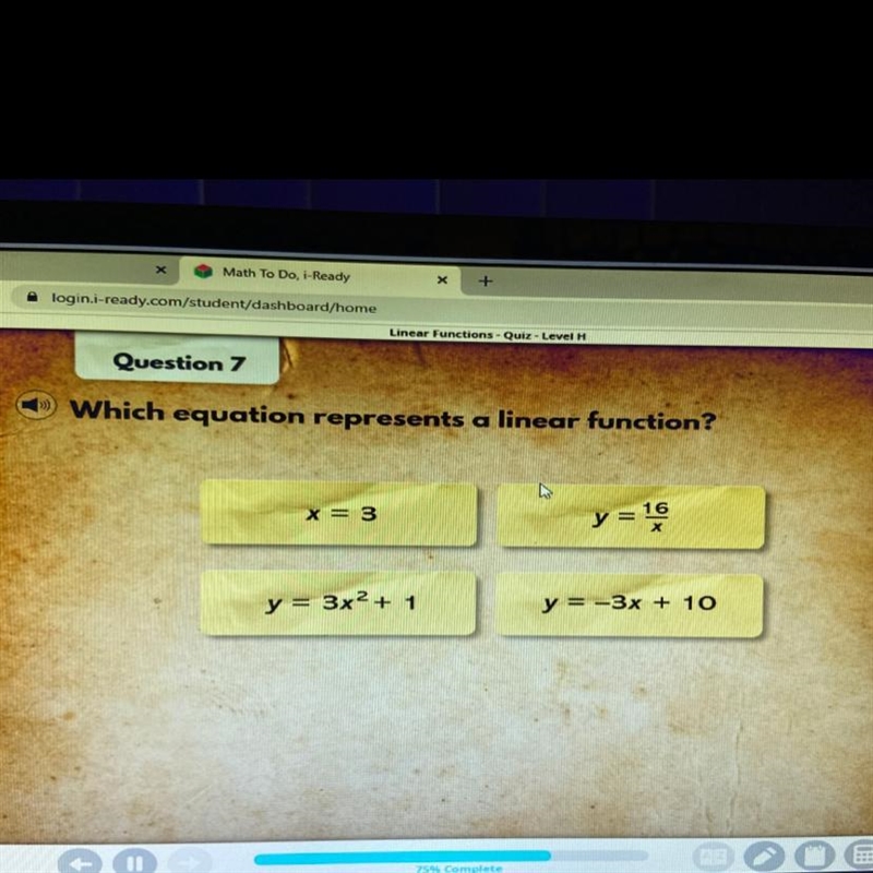 Which equation represents a linear function-example-1