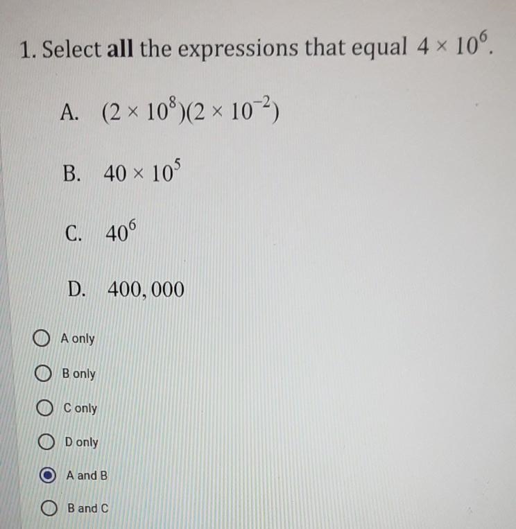 Select all the expressions that equal.. *see picture for problem* ​-example-1