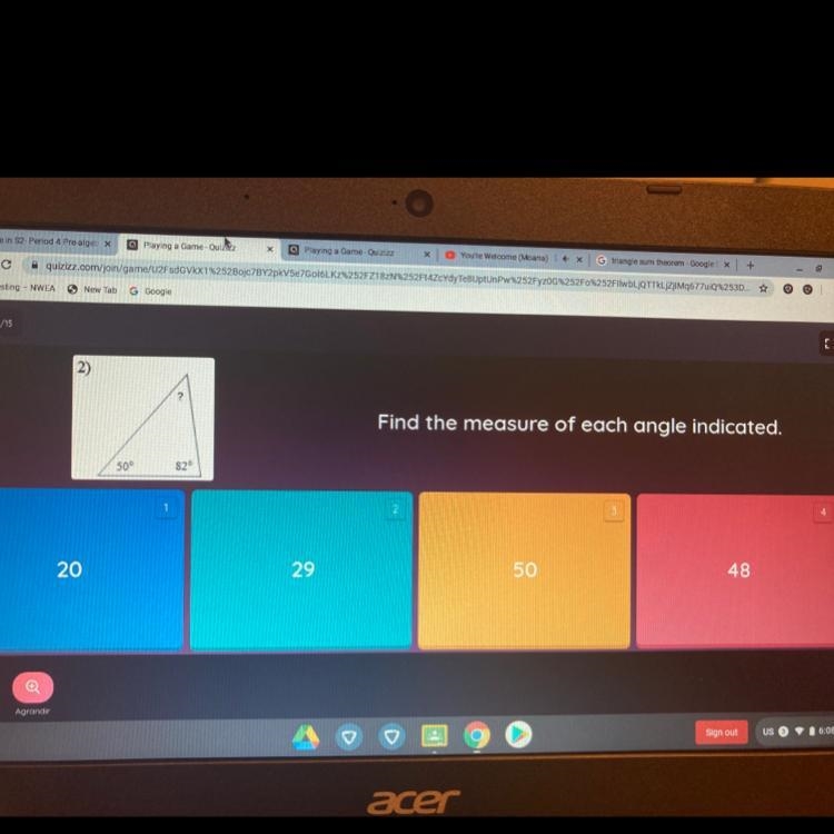 Find the measure of each angle indicated. 50° 82-example-1