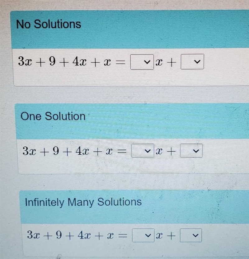 Use the drop-down menus to complete each question so the statement about its solution-example-1