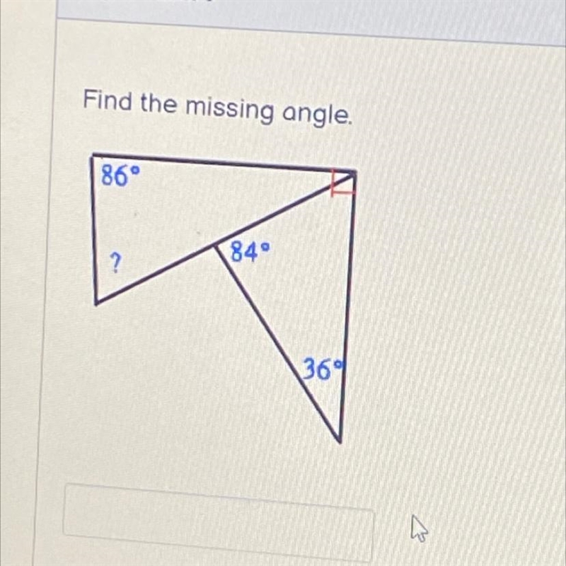 Need help on this. Find the missing angle-example-1