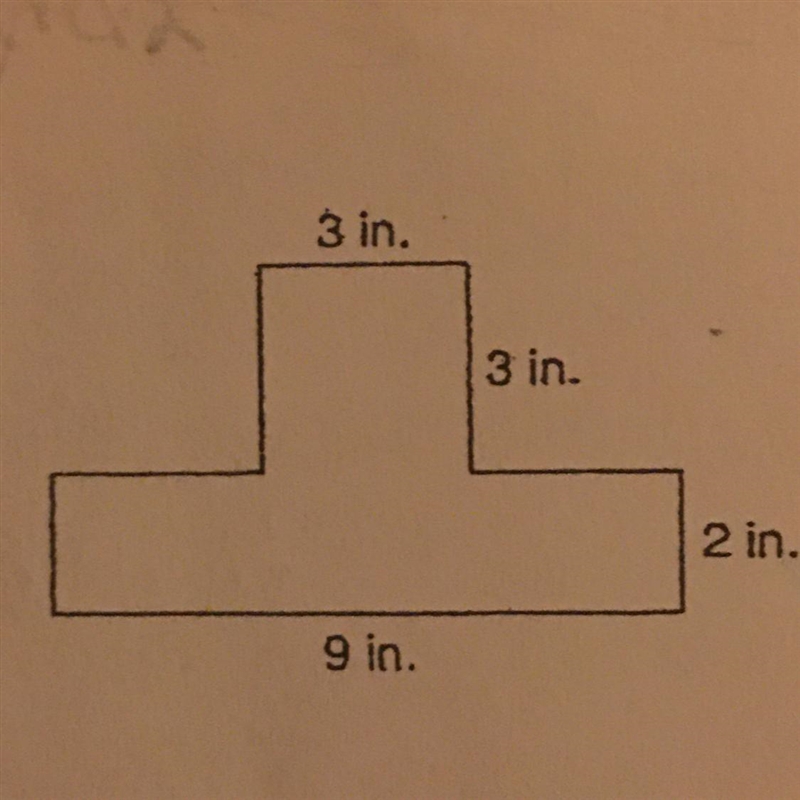 10. Find the area of the figure to the 3 In right. 3 in 2 in. 9 in-example-1