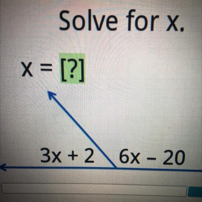 HELP PLS Solve for x x=[?] 3x + 2 6x - 20-example-1