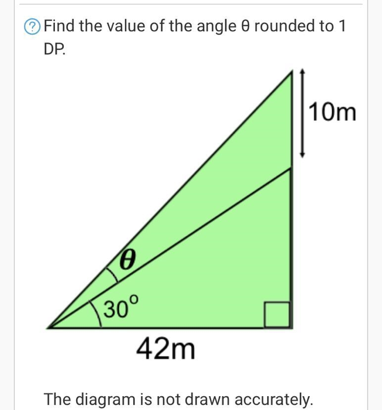 Find the value of the angle θ rounded to 1 DP. The diagram is not drawn accurately-example-1