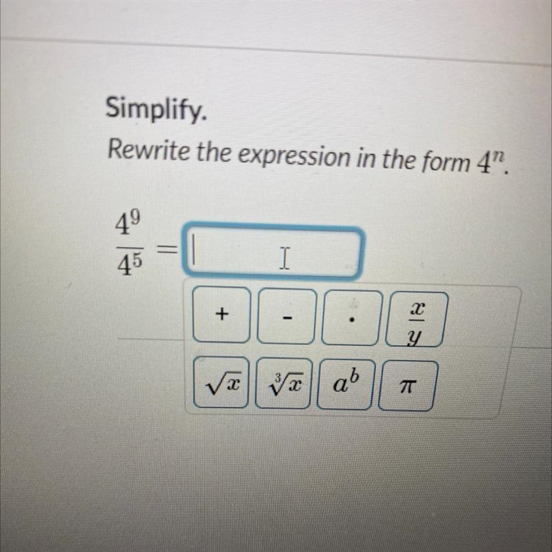 Simplify. Rewrite the expression in the form 4". 49 45-example-1