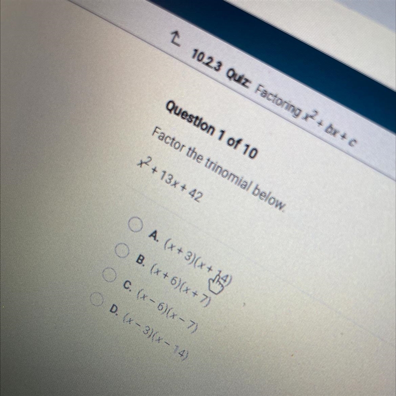 Factor the trinomial below. x^2 + 13x + 42-example-1