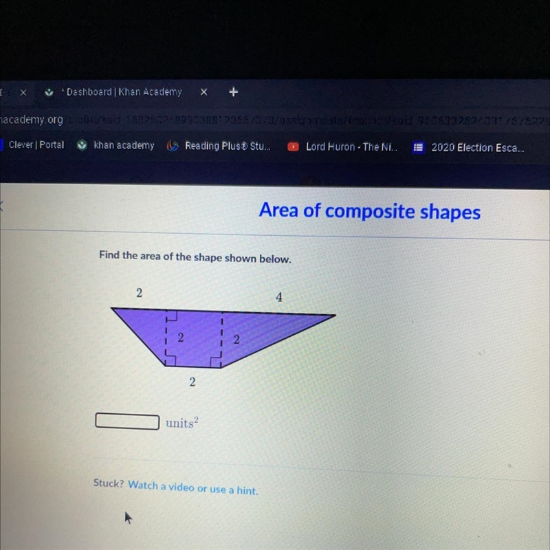 Find the area of the shape shown below.-example-1