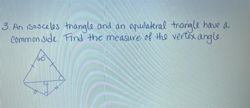 Can someone please help?? what’s the measure of the vertex angle-example-1