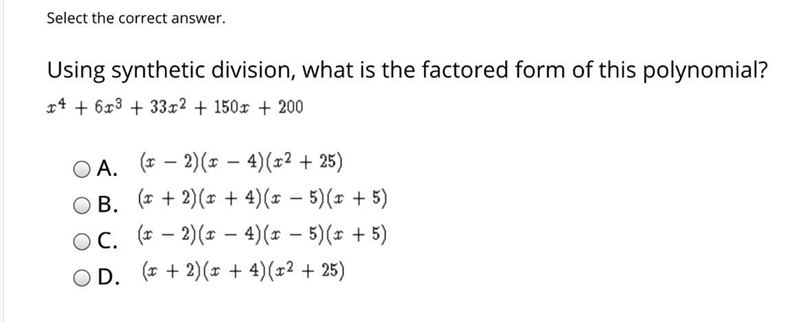 Using synthetic division, what is the factored form of this polynomial?-example-1