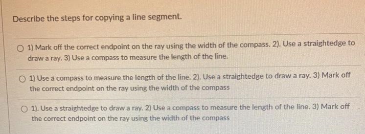 Describe the steps for copying a line segment.-example-1