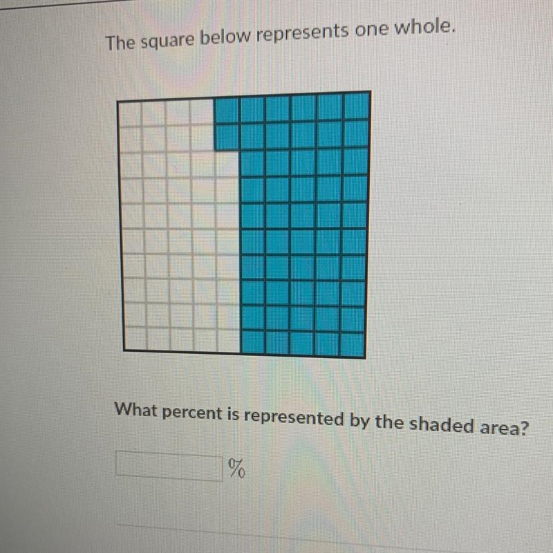 The square below represents one whole. What percent is represented by the shaded area-example-1