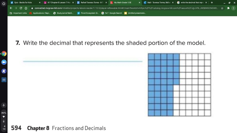 Write the decimal that represent the shaded portion on the model.-example-1