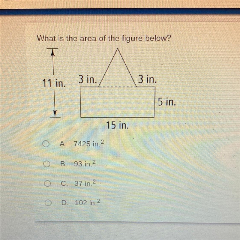 What is the area of the figure below￼?-example-1