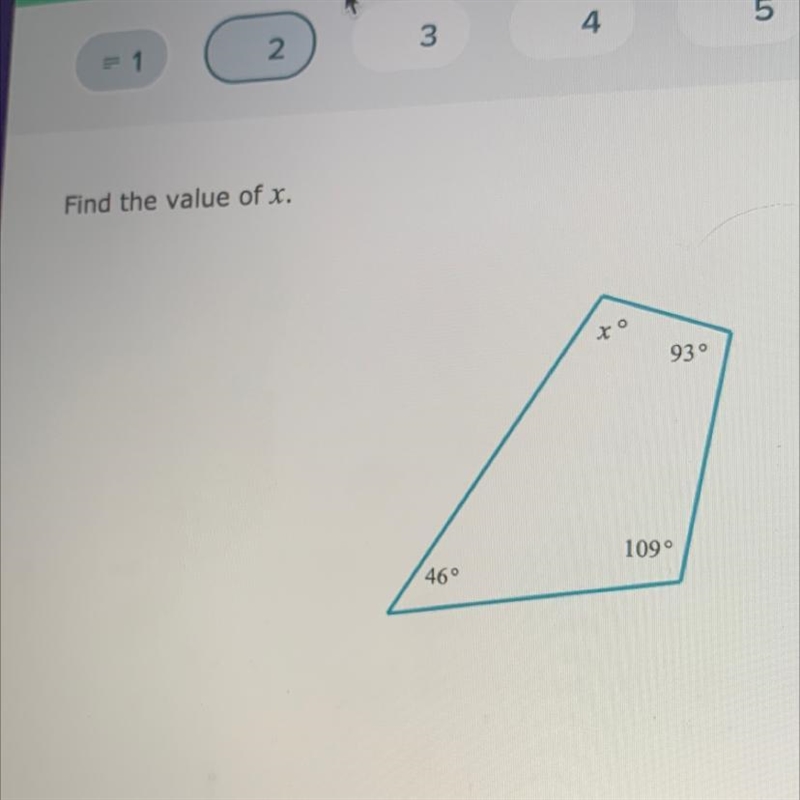 Find the value of x 93 109 46-example-1