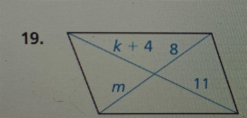 Find the value of each variable in the parallelogram.-example-1