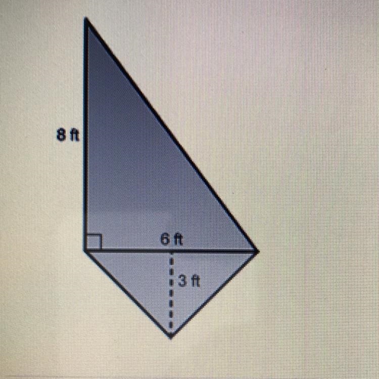 What is the area of this quadrilateral? 8 ft 6 ft 3.ft A. 33 square feet B. 42 square-example-1