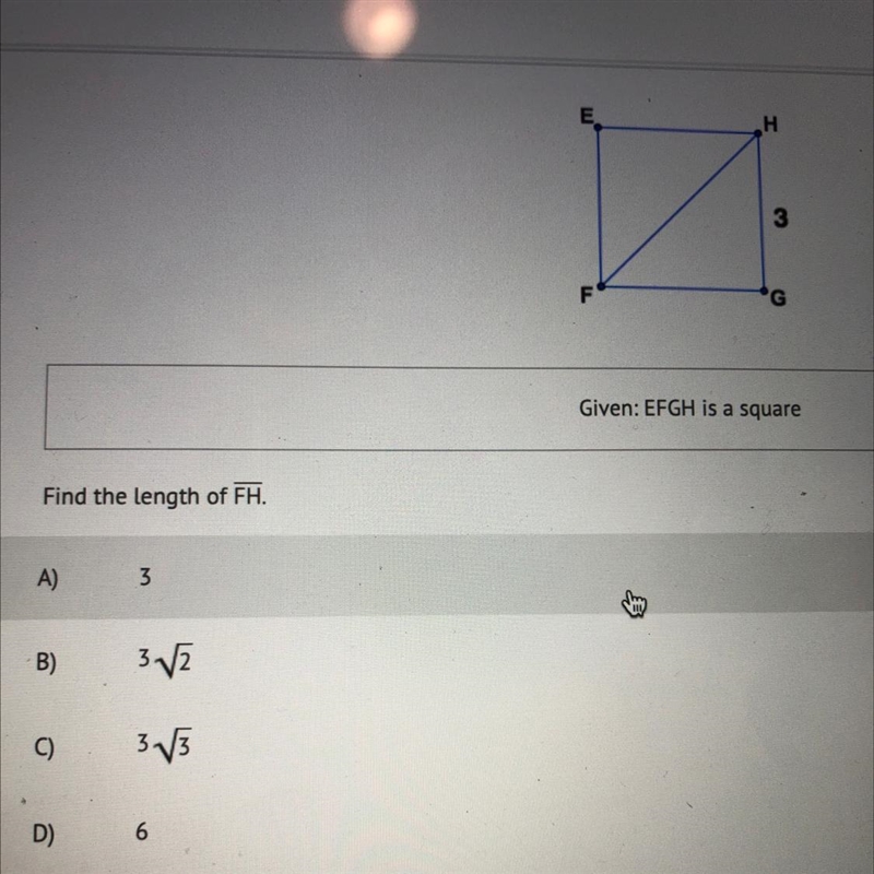 Given: EFGH is a square Find the length of FH.-example-1