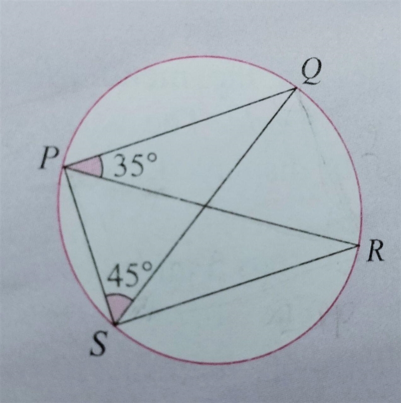 The diagram on the right shows a circle.given that the length of arcs RS=2QR , angle-example-1