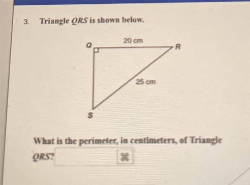 What is the perimeter,in centimeters of triangle QRS?-example-1