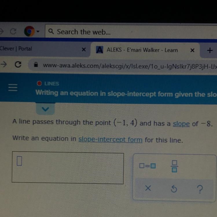 Write an equation in slope-intercept form for this line.-example-1