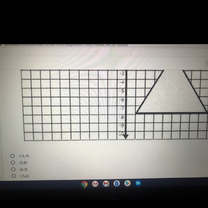 If the triangle is reflected over the y axis what coordinate pair would be contained-example-1