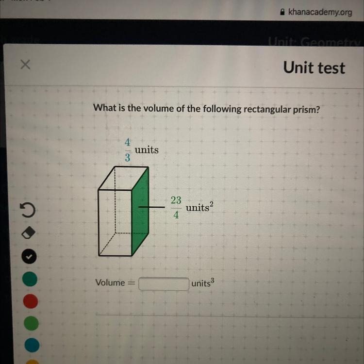 What is the volume of the following rectangle prism? Plz help-example-1