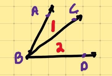 In the figure below, the measure of angle ABD = 64 degrees. The measure of angle ABC-example-1